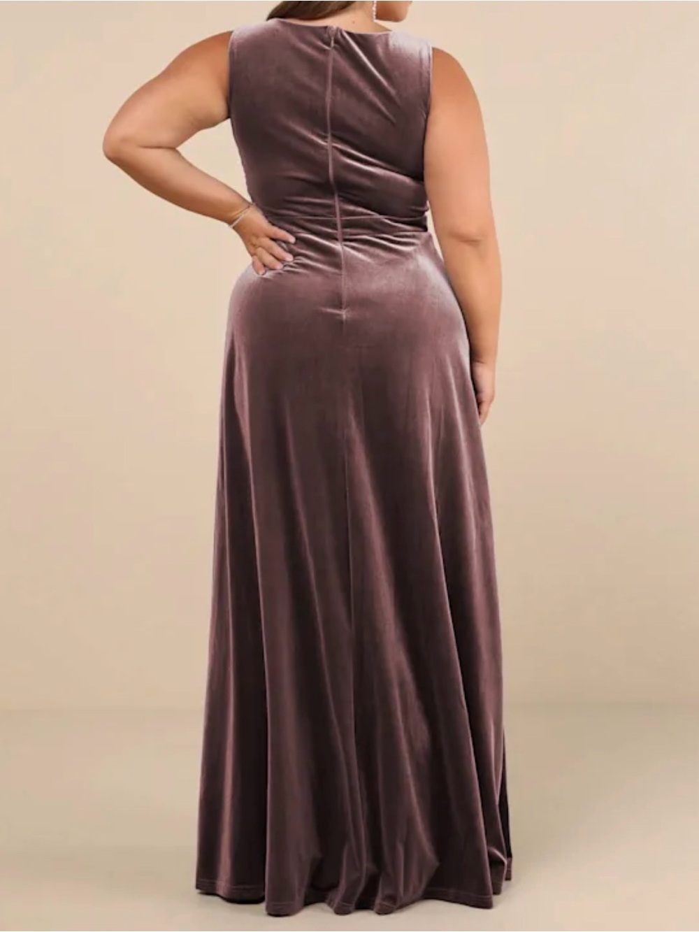 Lulus V-Neck Velvet Evening Gown in Mauve size large NWT - Picture 3 of 5
